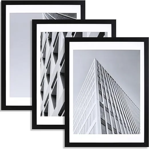 Elsker&home Poster Frame Black 3 Pack, Display Pictures Mat or Photos without Mat