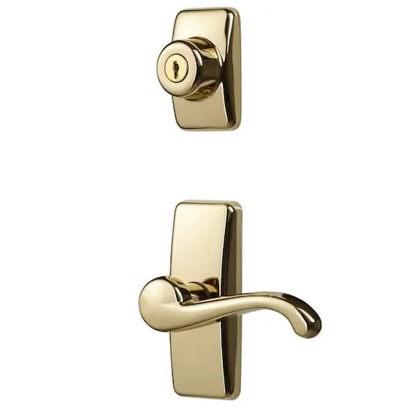 IDEAL SECURITY Deluxe Storm and Screen Door Lever Handle and Keyed Deadlock in Brass HK01-I-022