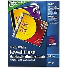 Avery - Inkjet CD/DVD Jewel Case Inserts, Matte White, 20/Pack