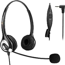 Phone Headset 2.5mm with Noise Canceling Mic & Volume Control Ultra Comfort Telephone Headset for Panasonic Vtech AT&T Uniden Gigaset Cisco RCA Grandstream Cordless Landline Office Phones