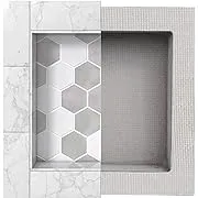 Houseables Shower-Niche, Insert Storage-Shelf, 12x12 Inch, Installation Size: 13”x13”, Grey, XPS Foam, Leak-Proof, Waterproof, Recessed Preformed-Caddy, Tile Prefab Shelves for Bathroom, Prefabricated