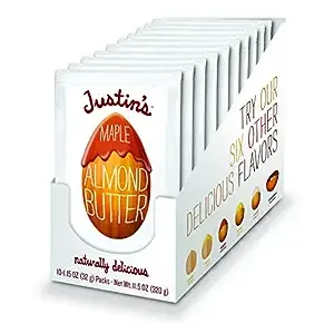 Justin's Maple Almond Butter Squeeze Packs, Gluten-Free, Non-GMO, Responsibly Sourced, 1.15 Ounce (10 Pack) 