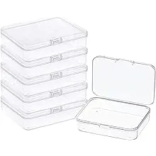 Goiio 6 Pcs 5.6x4.2x1.8 Inches Clear Rectangle Box for Collecting Small Items, Beads, Game Pieces, Business Cards, Crafts Accessories