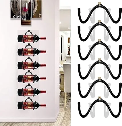 Pmsanzay Wall Mounted Wine Rack Wine Bottle Rack Holder Storage Organizer with Rubber Protection（No Scratches）- Home & Kitchen Décor - Pack of 6