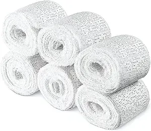 Navaris Plaster Cloth Rolls (S, Pack of 6) - Gauze Bandages for Body Casts, Plaster of Paris for Craft Projects, Belly Casting Kit Pregnancy - Easy Use Wrap Strips - 2" W x 118" L