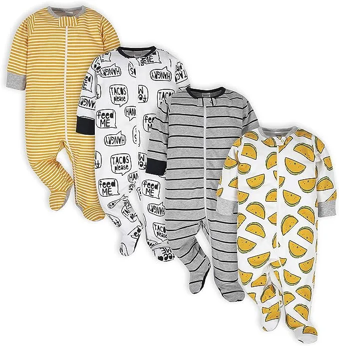 Onesies Brand baby-boys 4-pack Sleep 'N Play Footies