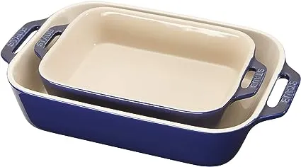 Staub Ceramic 2 Piece Rectangular Baking Dish Set - Dark Blue