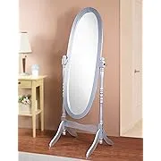 Roundhill Furniture 3488SL Queen Anna Style Floor Cheval Mirror, Silver