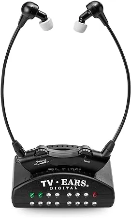 TV Ears Digital Wireless Headset System - Personal Volume Control, Quiet to Loud, Supports All TVs, Ideal for Seniors & Hearing Impaired, Infrared, Plug N' Play, No Pairing/Audio Delay, Dr Rec -11741, Black