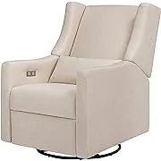 Babyletto Kiwi Electronic Power Recliner and Swivel Glider with USB Port in Performance Beach Eco-Weave, Water Repellent & Stain Resistant, Greenguard Gold and CertiPUR-US Certified