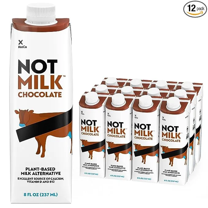 NotMilk Chocolate Plant-Based Milk, Shelf-Stable, Lactose-free, Vegan, Non-GMO 8 FL Oz, Pack of 12