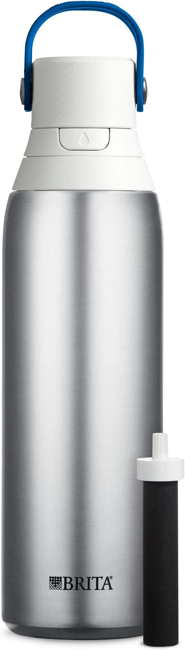 Brita Insulated Filtered Water Bottle with Straw, Reusable, Stainless Steel Metal, 20 Ounce