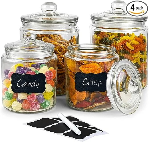 Glass Cookie Jar -2x 1/2 Gallon 64oz &amp; 1/4Gallon 32oz - Glass Apothecary Jars...