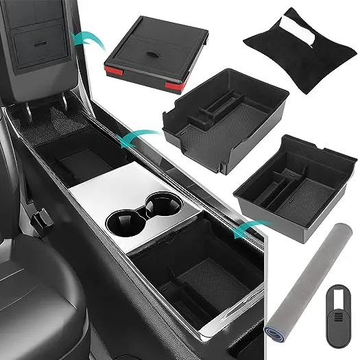 10 Pack Tesla Center Console Organizers, Compatible for 2023 2022 2021 Tesla Model Y/3, with Under Seat Storage Tray, Armrest Console Tray, Hidden Storage Box, Cup Holder [Not for Model 3/Y 2024]