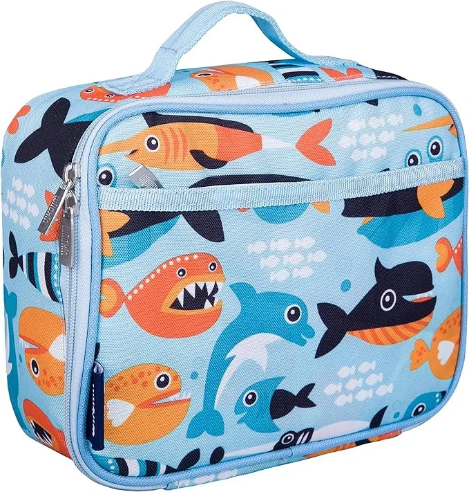 Wildkin Kids Insulated Lunch Box Bag for Boys & Girls, Reusable Kids Lunch Box is Perfect for Early Elementary Daycare School Travel, Ideal for Hot or Cold Snacks & Bento Boxes (Big Fish)