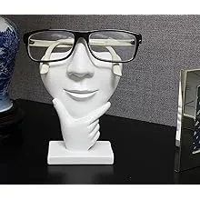 Jewelrynanny Artsy Face Eyeglass Holder Stand - Sculpted Nose for Eyeglasses or Sunglasses Thinker White