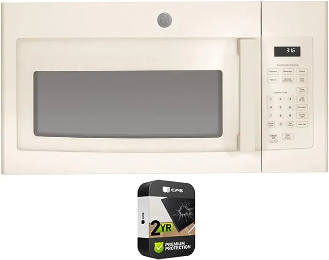 GE JVM3160RFSS 1.6 Cu. Ft. Over-the-Range Microwave Oven Stainless Steel Bundle with 2 YR CPS Enhanced Protection Pack