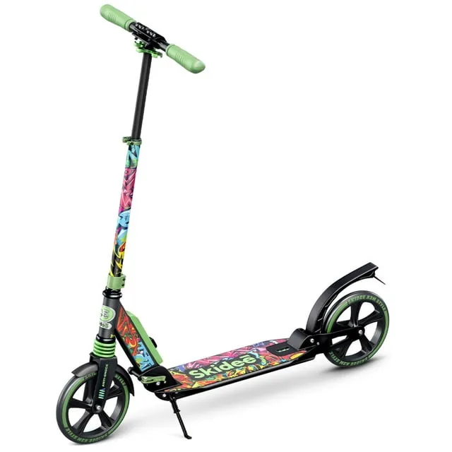 Skidee Scooter for Adults and Teens – Adjustable Height, Kids Scooter, Folding Scooter, Large Sturdy Wheels for Smooth Ride, Lightweight, Durable, Anti-Shock Suspension, Outdoor Toys, up to 220 lbs