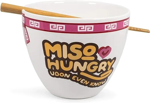 Miso Hungry Japanese Dinnerware Set  16-Ounce Ramen Bowl and Chopsticks