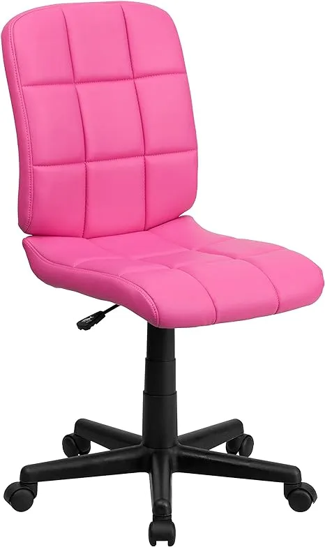 Flash Furniture Clayton Mid-Back Pink Quilted Vinyl Swivel Task Office Chair