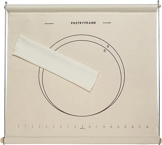 Mrs. Anderson’s Baking Non-Stick Pastry Cloth Frame and Rolling Pin Cover Set, Collapsible with Printed Measurement Guides, 20-Inches x 20-Inches