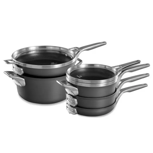 Premier™ Space-Saving Hard-Anodized Nonstick Cookware, 8-Piece Pots and Pans Set