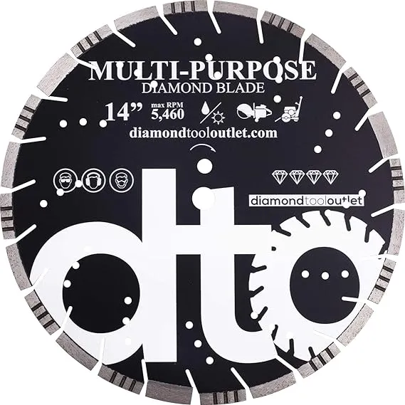 dto SMP14P 14-Inch Premium Diamond Segmented Saw Blade for Multi-Purpose, Har...