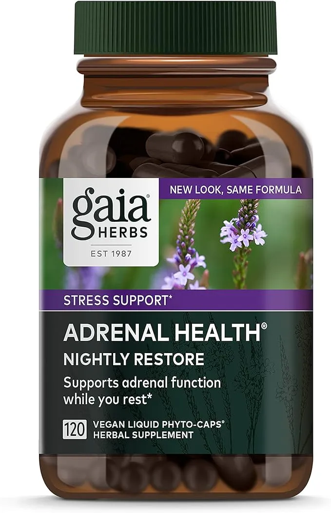 Gaia Herbs, Adrenal Health, Nightly Restore, 120 Vegan Liquid Phyto-Caps