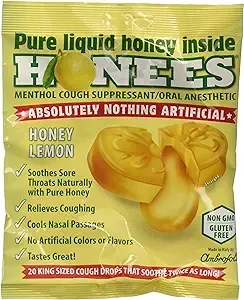 Honees Honey Lemon Cough Drops, 20 Count (Pack of 12)