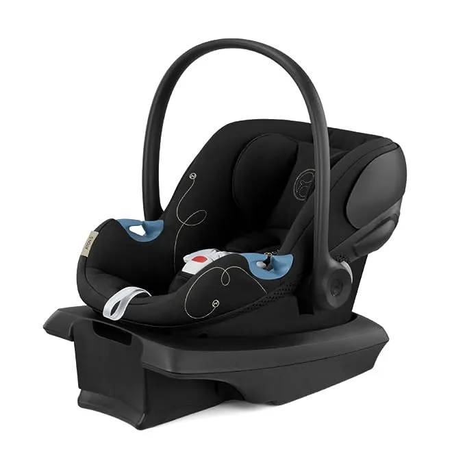 Cybex Aton G Infant Car Seat with Linear Side-Impact Protection, 11-Position Adjustable Headrest, in-Shell Ventilation, Easy-in Buckle and Secure Safelock Base, Moon Black