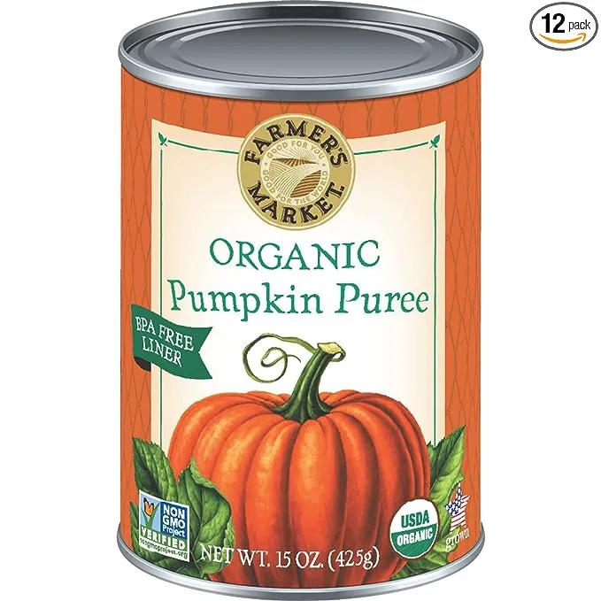 Farmer's Market Foods Canned Organic Pumpkin Puree, 15 Ounce (Pack of 12)