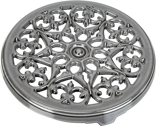 Staub Cast Iron - Accessories 9-inch, Round, Cast Iron Lilly Trivet, Graphite Grey