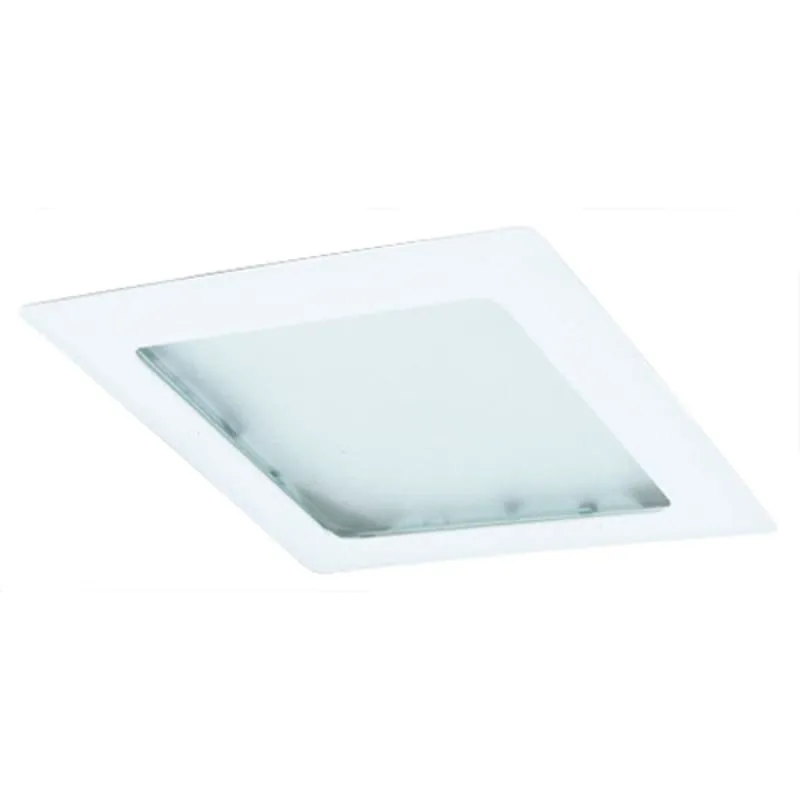 Elco Lighting 8" Square Trim with Prismatic Glass Lens, Recessed Ceiling Light Cover, 42W, E26 Base, White Finish