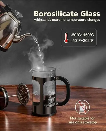 BAYKA US French Press Coffee Maker, 34 Ounce,Glass & Stainless Steel ,Copper