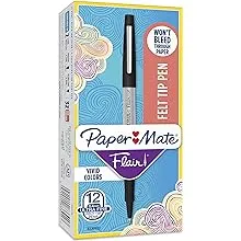 Paper Mate Flair Felt Tip Pens, Ultra Fine Point (0.4mm), Black, 12 Count