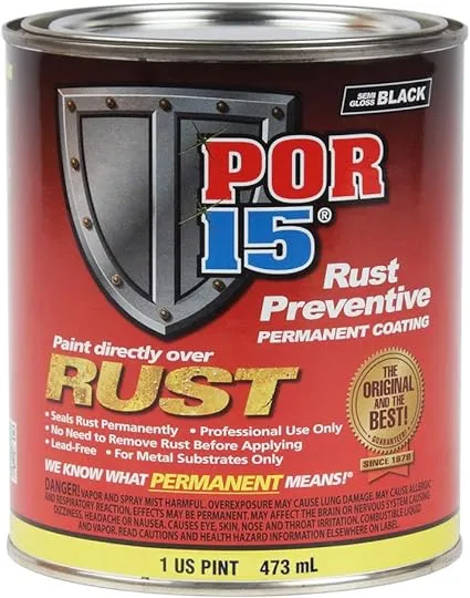 POR-15 45408 Rust Preventive Paint Semi Gloss Black Pint