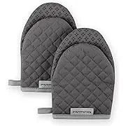 KitchenAid Asteroid Solid Textured Mini Oven Mitt (Set of 2) Gray 13"