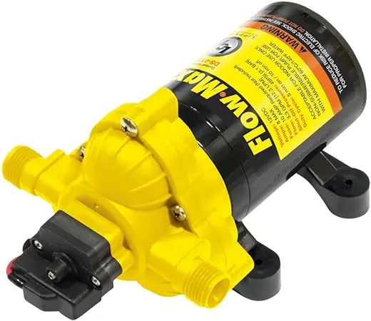 Lippert Components Flow Max 12V RV Water Pump, 3.0 GPM, 50 PSI, 9.5 Max Amp, Self-Priming, Screen Filter Included - 689052