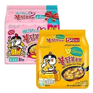 Samyang Chicken Fried Noodles (10 Packs 5X Carbo & 5X cheese) Hot Fusion Select