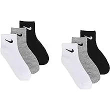 Nike Youth Mesh & Cushion Quarter Length Socks Black/White/Grey 5-7