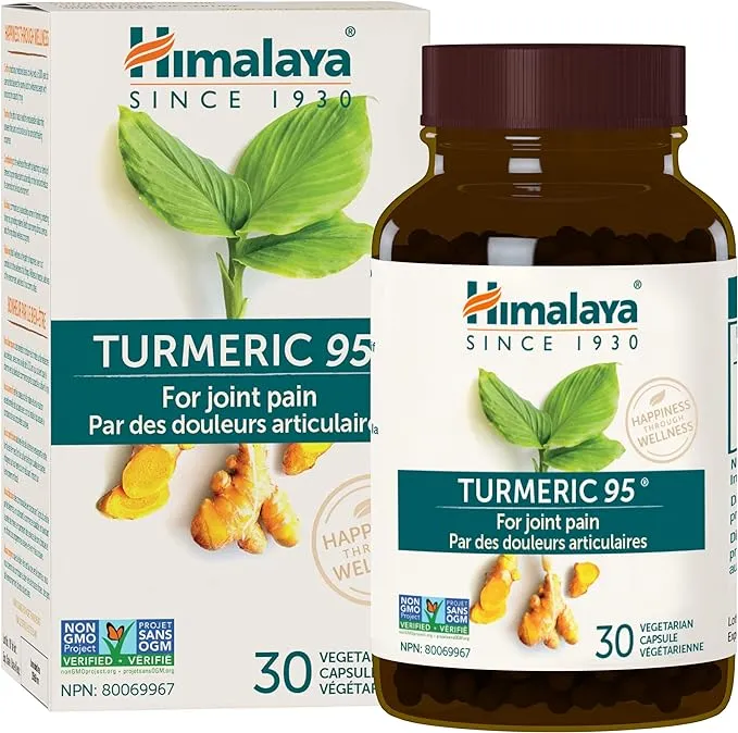 Himalaya Turmeric 95 Supplement with Curcumin/Curcuminoids, Joint and Muscle Support, Optimum Flexibility and Mobility, 600 mg, Non-GMO, Vegan, Gluten Free, 30 Capsules, 30 Day Supply