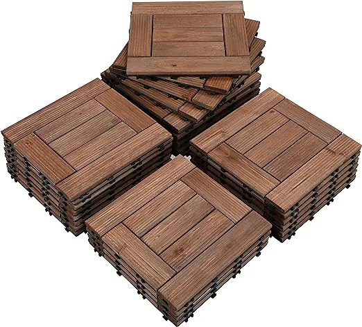 Yaheetech 27pcs Interlocking Wood Flooring Tiles for Patio Garden Deck