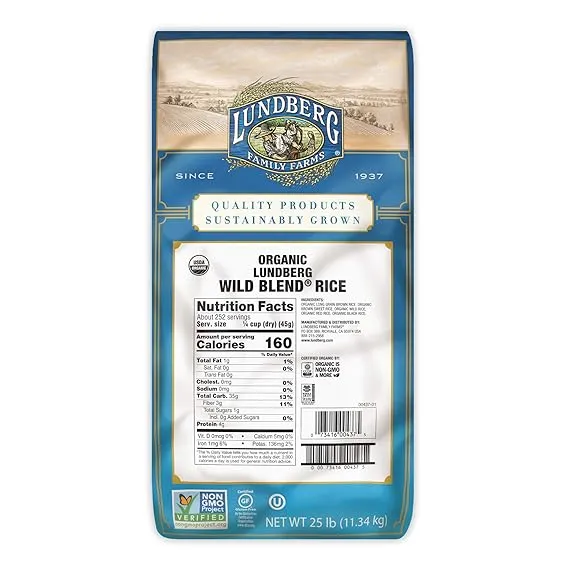 Lundberg Farms Organic Wild Blend Rice , 25 Pound