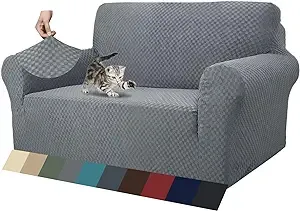 ZNSAYOTX 1 Piece Jacquard Couch Covers for 2 Cushion Couch High Stretch Loveseat Slipcover for Pets Dogs Anti Slip Love Seat Sof