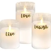 Live Laugh Love Moving Flame LED Glass Candles