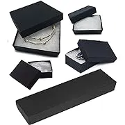 RJ Displays-25 Black Matte Jewelry Display Cotton Filled Assorted Mixed Gift Box