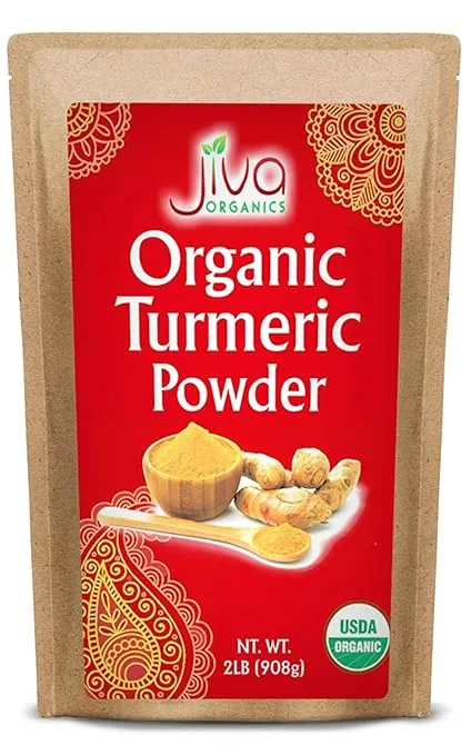 Jiva Organic Turmeric Powder - 2 Pound in Resealable Bag, 100% Raw with Tumeric Powdered Organic, Turmeric Curcumin Powder, Origins from India