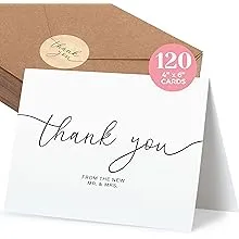 120 Thank You Cards with Envelopes to Express Gratitude – Wedding Thank You Cards with Envelopes & Stickers - For Any Occasion - Bridal Shower Thank You Cards, Engagement, Graduation & More, 4" x 6"