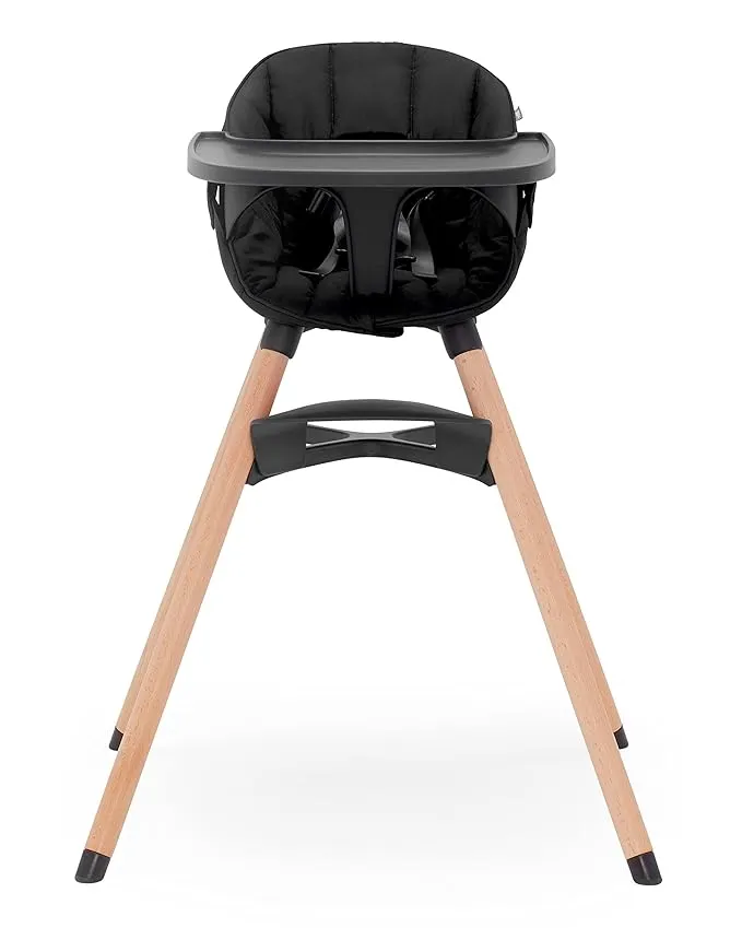 Lalo The Chair Convertible 3-in-1 High Chair - Wooden High Chair for Babies & Toddlers, Baby High Chair with Dishwasher Safe Tray, Adjustable Footrest & Machine Washable High Chair Cushion, Grapefruit