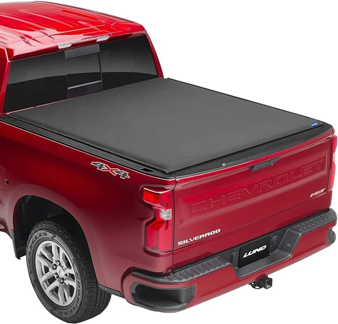 Lund Genesis Elite Roll Up Soft Roll Up Truck Bed Tonneau Cover | 968293 | Fits 2019 - 2023 Chevy/GMC Silverado/Sierra, works w/ MultiPro/Flex tailgate 6' 7" Bed (79.4")